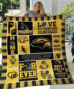 Southern Miss Golden Eagles Quilt Blanket Bedding Set With Pillowcase Option