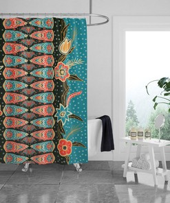 Southwest Turquoise Boho Shower Curtain Optional Towels