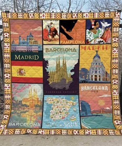 Spain National Beautiful Quilt Blanket Bedding Set