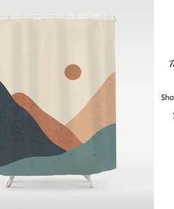 Special Order Abstract Sunand Mountains Landscape Shower Curtain
