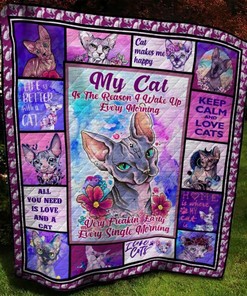 Sphynx Cat Life Is Better With A Cat Quilt Blanket Bedding Set Perfect Gifts For Cat Lover