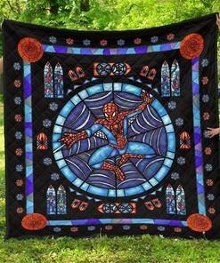 Spider-Man Stain Glass Style Bedding Decor Idea Quilt