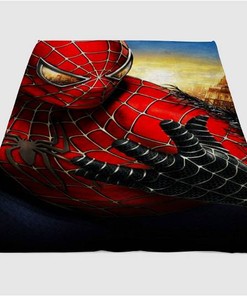 Spiderman Black Sherpa Fleece Blanket Gifts for Family, for Couple