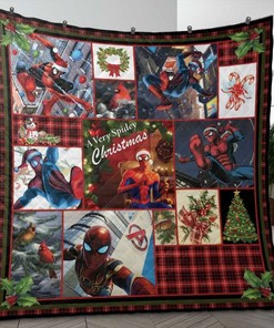 Spiderman Christmas Quilt Blanket Bedding Set, Spiderman Christmas Gift