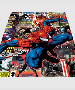 Spiderman Comic Sherpa Fleece Blanket Gifts for Family, for Couple