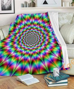 Spiky Psychedelic Optical Illusion Sherpa Fleece Blanket Gifts for Family, for Couple