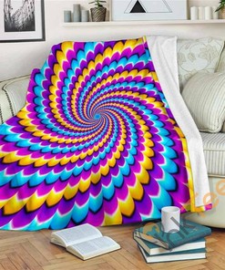 Spiral Colors Moving Optical Illusion Sherpa Fleece Blanket Gifts for Family, for Couple