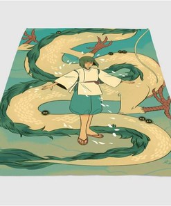 Spiried Away Haku Dragon Sherpa Fleece Blanket Gifts for Family, for Couple