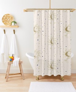 Spiritual Sun And Moon Personalized Shower Curtain For Tarot Themed Bathroom Decor