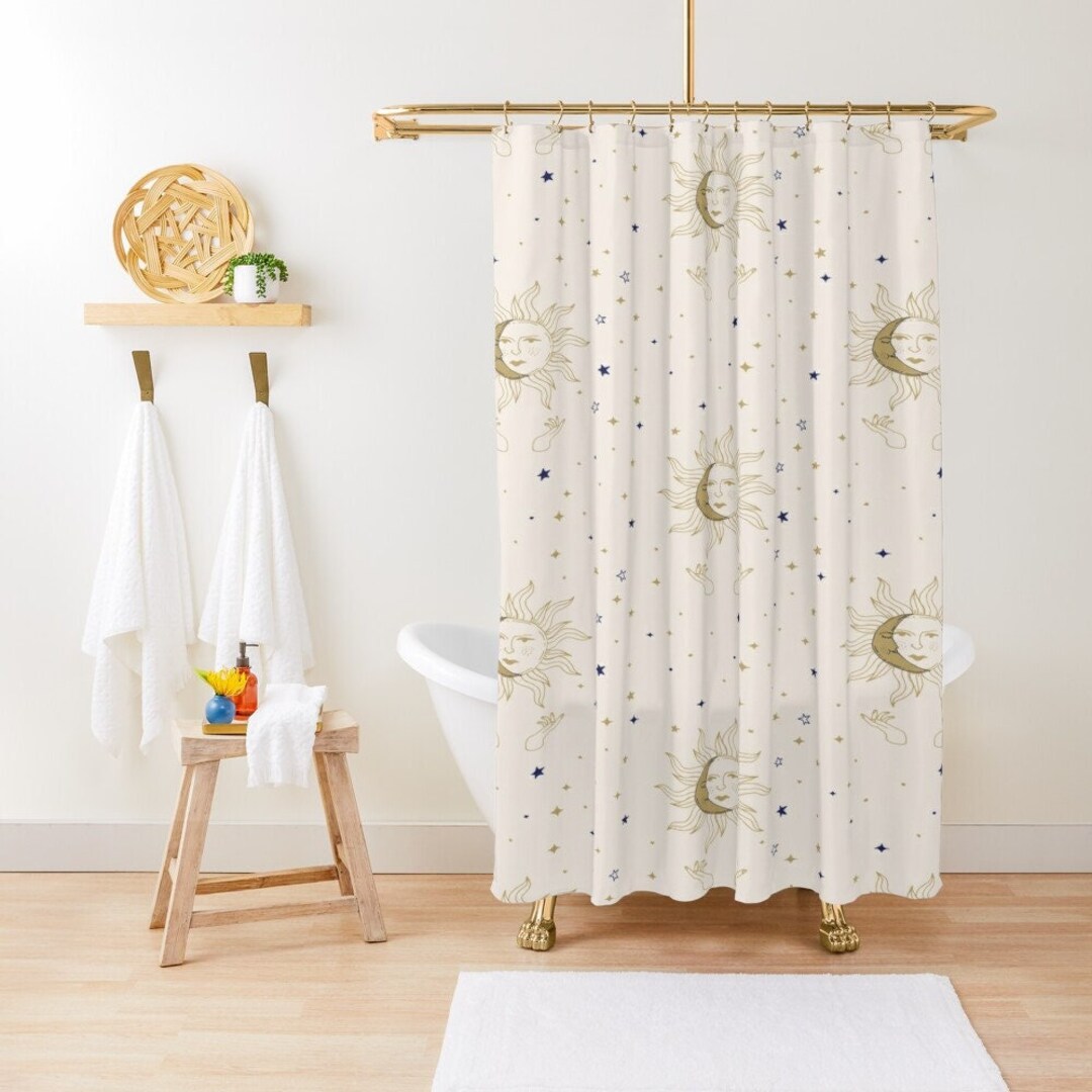 Spiritual Sun And Moon Personalized Shower Curtain For Tarot Themed Bathroom Decor