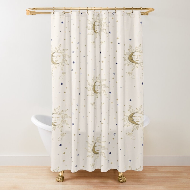 Spiritual Sun And Moon Personalized Shower Curtain For Tarot Themed Bathroom Decor - Image 3