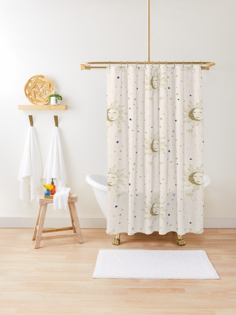 Spiritual Sun And Moon Personalized Shower Curtain For Tarot Themed Bathroom Decor - Image 4