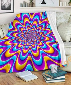 Splashing Colors Moving Optical Illusion Sherpa Fleece Blanket Gifts for Family, for Couple