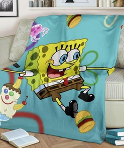 Spongebob Fleece Blanket Gift For Fan, Quilt Blanket Bedding Set Gift 3