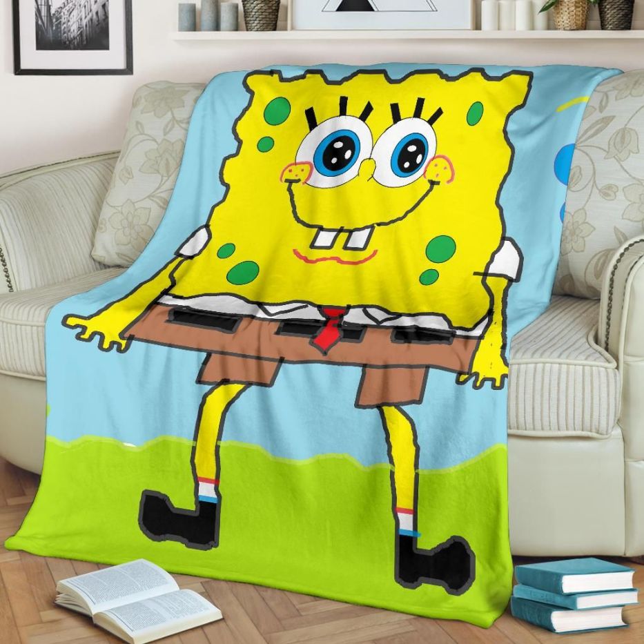 Spongebob Fleece Blanket Gift For Fan, Quilt Blanket Bedding Set Gift69