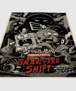 Spongebob Hash Slinging Slasher Wallpapper Sherpa Fleece Blanket Gifts for Family, for Couple