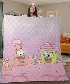 Spongebob Quilt Blanket Bedding Set, Gift For Fan, Funny Spongebob Patrick Star Quilt Blanket Bedding Set