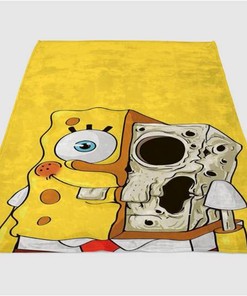 Spongebob Skeleton Face Sherpa Fleece Blanket Gifts for Family, for Couple