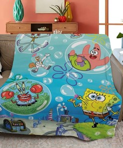 Spongebob Squarepants Quilt Blanket Bedding Gift For Fan, Spongebob Squarepants Quilt Blanket Bedding