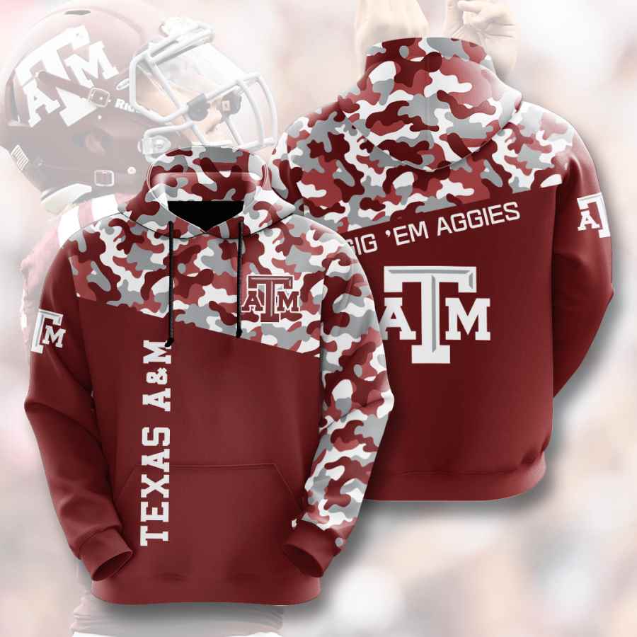 Sports American Football Ncaaf Texas A&M Aggies Usa Sport All Over Print Hoodie 3D