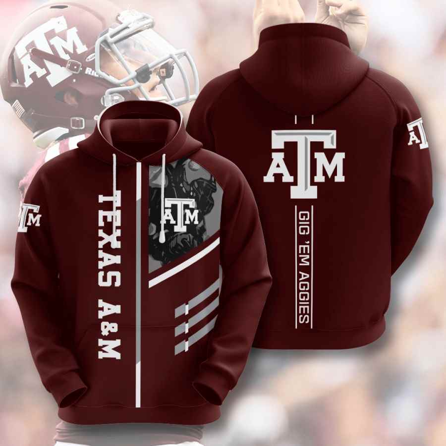 Sports American Football Ncaaf Texas A&M Aggies Usa Sport All Over Print Hoodie 3D 2