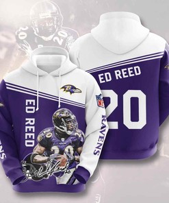 Sports American Football Nfl Baltimore Ravens Ed Reed Usa Sport All Over Print Hoodie 3D