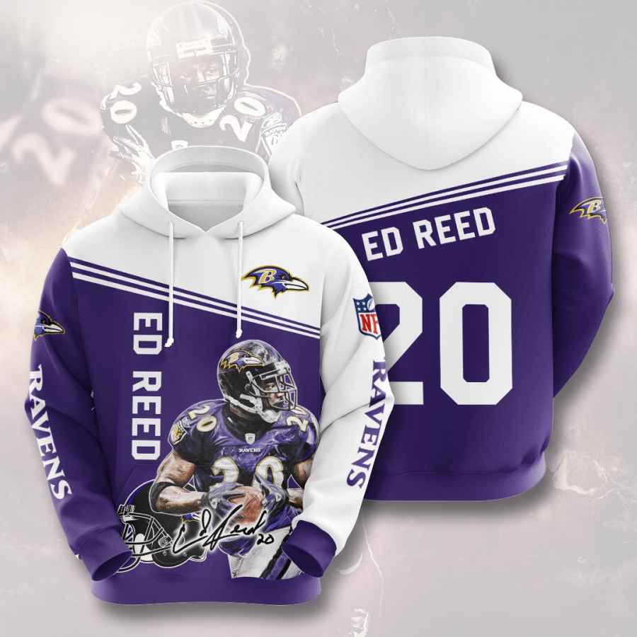 Sports American Football Nfl Baltimore Ravens Ed Reed Usa Sport All Over Print Hoodie 3D