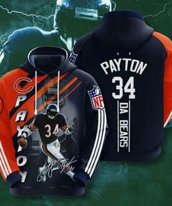 Sports American Football Nfl Chicago Bears Walter Payton Usa Sport All Over Print Hoodie 3D
