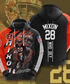 Sports American Football Nfl Cincinnati Bengals Joe Mixon Usa Hoodie 3D