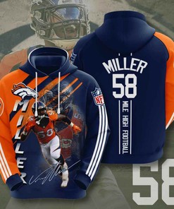 Sports American Football Nfl Denver Broncos Von Miller Usa Hoodie 3D