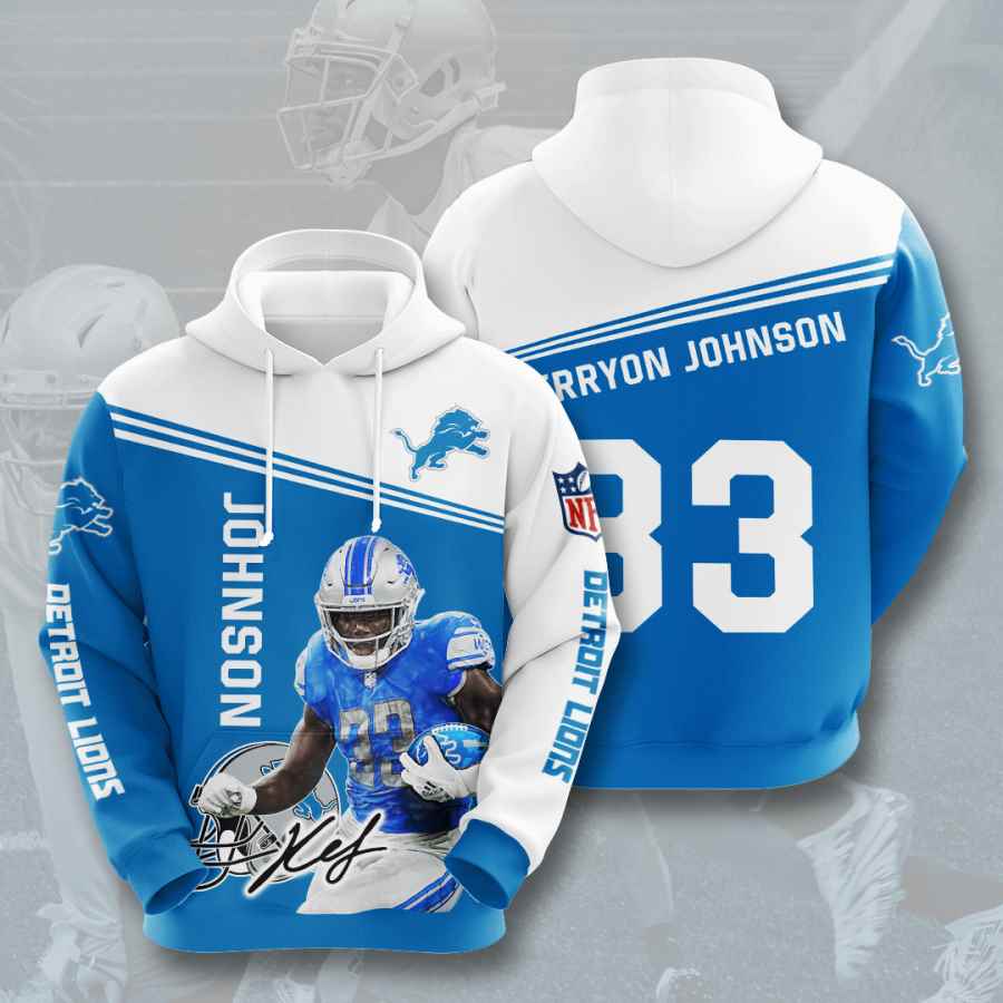 Sports American Football Nfl Detroit Lions Kerryon Johnson Usa Hoodie 3D