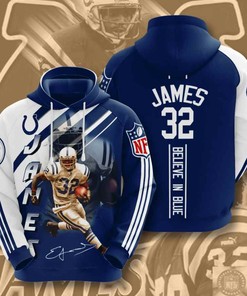 Sports American Football Nfl Indianapolis Colts Edgerrin James Usa Hoodie 3D