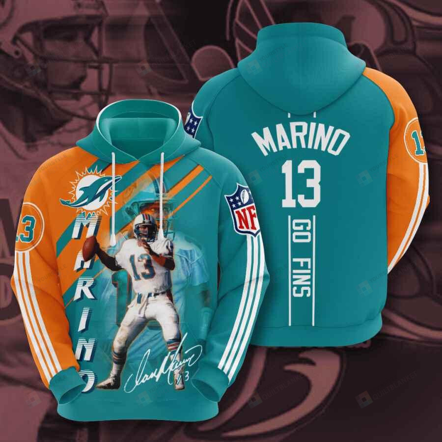 Sports American Football Nfl Miami Dolphins Dan Marino 3D All Over Print Hoodie, Zip-Up Hoodie Mte04