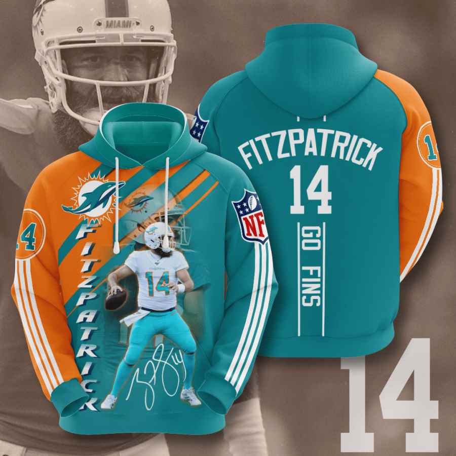 Sports American Football Nfl Miami Dolphins Ryan Fitzpatrick Usa Sport All Over Print Hoodie 3D