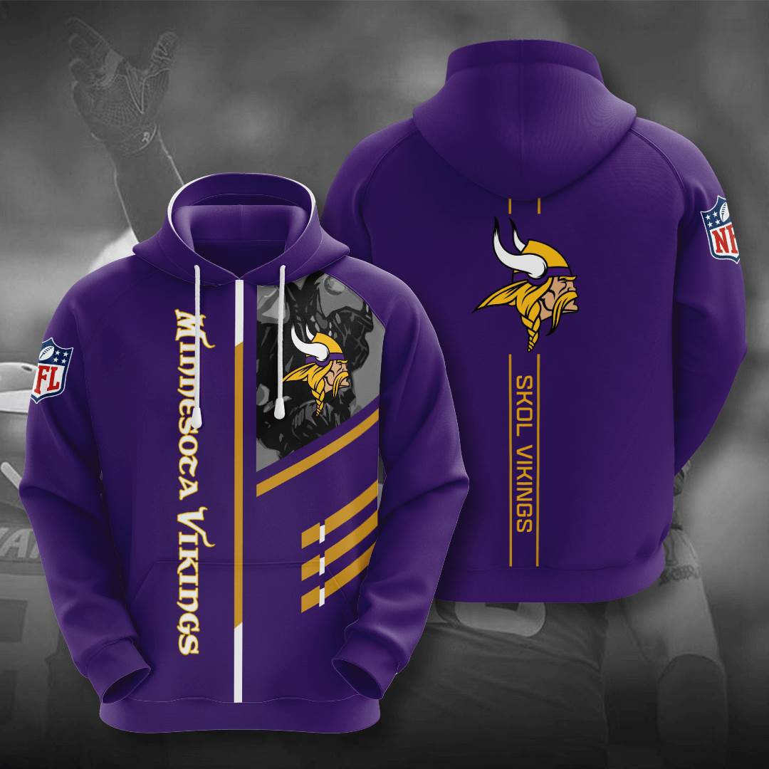 Sports American Football Nfl Minnesota Vikings Usa Sport All Over Print Hoodie 3D 6
