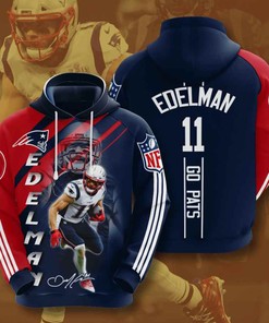 Sports American Football Nfl New England Patriots Julian Edelman Usa Hoodie 3D