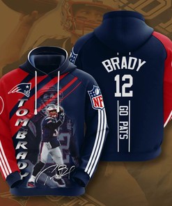 Sports American Football Nfl New England Patriots Tom Brady Usa Sport All Over Print Hoodie 3D