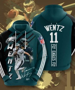 Sports American Football Nfl Philadelphia Eagles Carson Wentz Usa Hoodie 3D