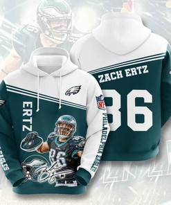 Sports American Football Nfl Philadelphia Eagles Zach Ertz Usa Sport All Over Print Hoodie 3D