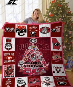 Sports Georgia Bulldogs Christmas Tree Quilt Blanket Bedding Set