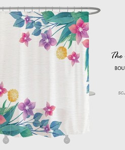 Spring Flowers Shower Curtain, Plant Floral Bathroom Decor