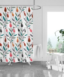 Spring Tulips Floral Shower Curtain Optional Towels
