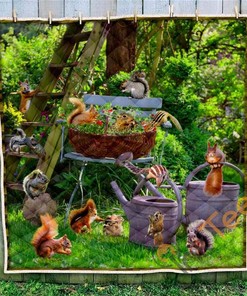 Squirrels Quilt Blanket Bedding Set