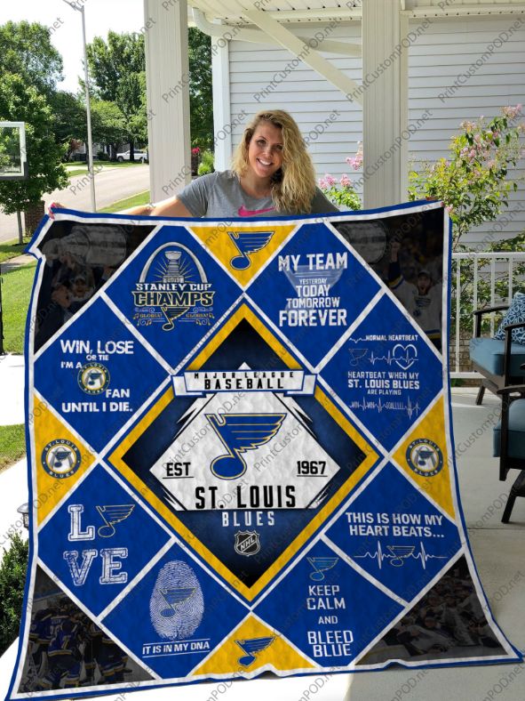 St Louis Blues Baseball Est 17 Quilt Blanket Bedding Set