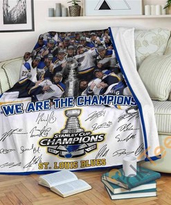 St. Louis Blues Champions 2019 Stanley Cup Fleece Sherpa Fleece Blanket Gifts for Family, for Couple