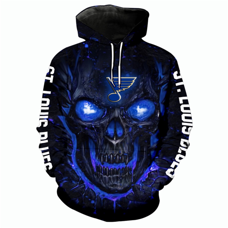 St. Louis Blues Halloween Hoodie 3D Skulls Pullover Nhl