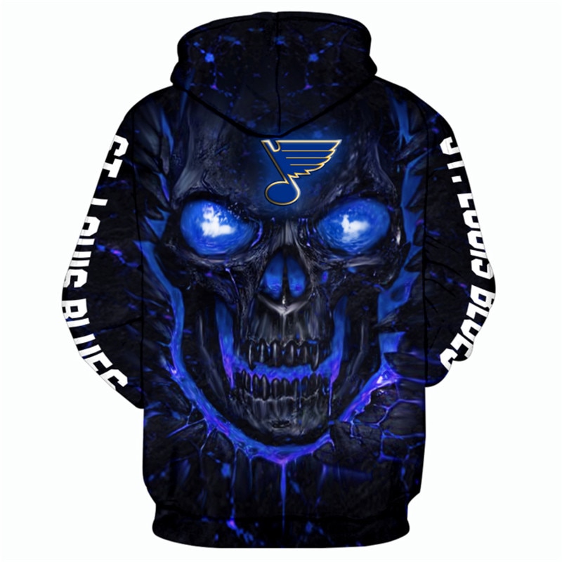 St. Louis Blues Halloween Hoodie 3D Skulls Pullover Nhl - Image 2