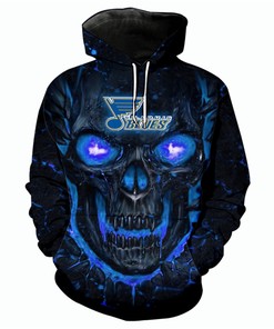 St. Louis Blues Halloween Hoodie 3D Skulls Pullover Style #1