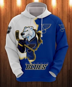 St. Louis Blues Hoodie 3D Zip Hoodie 3D Cartoon Graphic Zip Hoodie for Fan