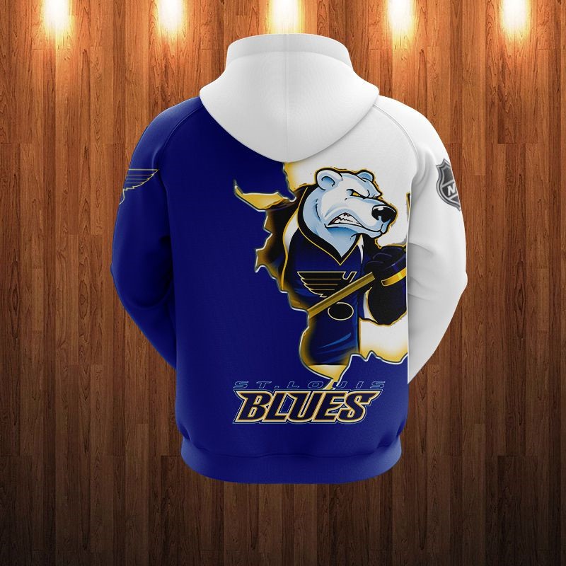 St. Louis Blues Hoodie 3D Zip Hoodie 3D Cartoon Graphic Zip Hoodie for Fan - Image 2